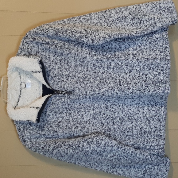 Time and Tru Tops - Time and Tru Blue And White Mingled Sherpa Shirt Women's Size XL